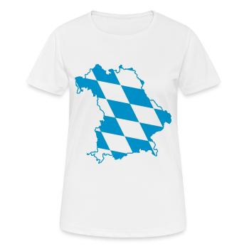 Carte de la Bavière avec motif de losanges bleu et blanc - T-shirt respirant Femme - blanc - Devant - AI Model Female 172 dark (172cm)