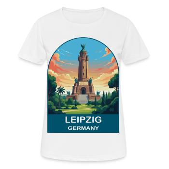 Leipziger Deutschland-Denkmal Vintage-Reiseplakat - Frauen T-Shirt atmungsaktiv - Weiß - Vorne - AI Model Female 172 dark (172cm)