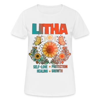 Litha Pagan: Sommersonnenwende, Mittsommer, Mittsommer, Mittsommer. - Frauen T-Shirt atmungsaktiv - Weiß - Vorne - AI Model Female 172 dark (172cm)