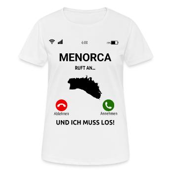 Menorca Ruft An Urlaub Balearen Insel Idee - Frauen T-Shirt atmungsaktiv - Weiß - Vorne - AI Model Female 172 dark (172cm)
