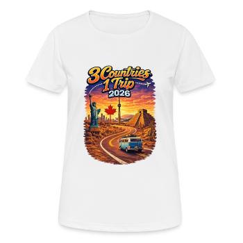 3 pays 1 voyage 2026 - T-shirt respirant Femme - blanc - Devant - AI Model Female 172 dark (172cm)