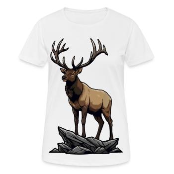 Majestic Elk Elk Wilderness Rock - Women's Breathable T-Shirt - white - Front - AI Model Female 172 dark (172cm)