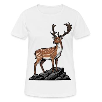 Majestic Spotted Deer Wild Nature Rock - Women's Breathable T-Shirt - white - Front - AI Model Female 172 dark (172cm)
