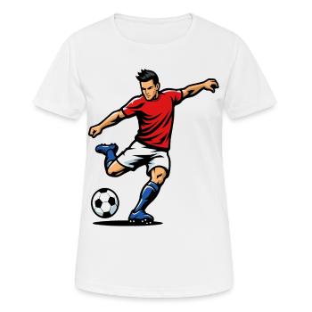Footballspieler in Aktion - Frauen T-Shirt atmungsaktiv - Weiß - Vorne - AI Model Female 172 dark (172cm)