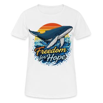 Freedom for Hope - Whale Sundowner - Women's Breathable T-Shirt - white - Front - AI Model Female 172 dark (172cm)