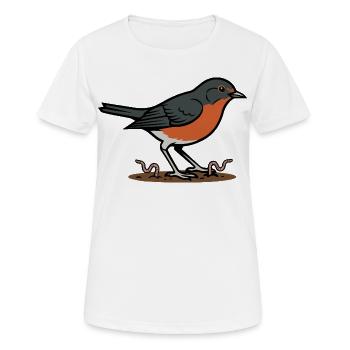 Wilde Naturgarten-Rotkehlchen-Illustration - Frauen T-Shirt atmungsaktiv - Weiß - Vorne - AI Model Female 172 dark (172cm)