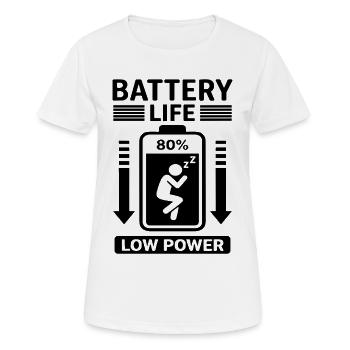 Battery Life Low Power Humor Akku Leer - Frauen T-Shirt atmungsaktiv - Weiß - Vorne - AI Model Female 172 dark (172cm)