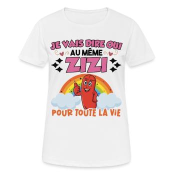 Même Zizi pour Toute La Vie EVJF Future Mariée  - T-shirt respirant Femme - blanc - Devant - AI Model Female 172 dark (172cm)