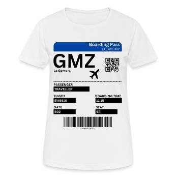 Flugticket La Gomera Urlaub Kanaren Idee  - Frauen T-Shirt atmungsaktiv - Weiß - Vorne - AI Model Female 172 dark (172cm)