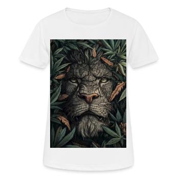 Löwenkopf im Blattwerk - Frauen T-Shirt atmungsaktiv - Weiß - Vorne - AI Model Female 172 dark (172cm)