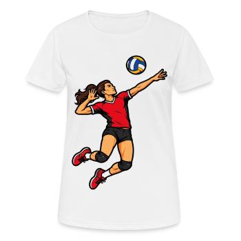 Joueuse de volley au service puissant - T-shirt respirant Femme - blanc - Devant - AI Model Female 172 dark (172cm)