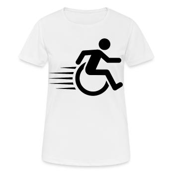 Rollstuhlfahrer unterwegs # - Frauen T-Shirt atmungsaktiv - Weiß - Vorne - AI Model Female 172 dark (172cm)