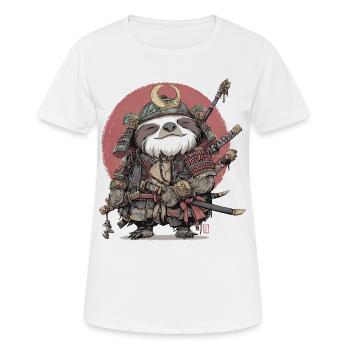 Armure samouraï paresseuse - T-shirt respirant Femme - blanc - Devant - AI Model Female 172 dark (172cm)