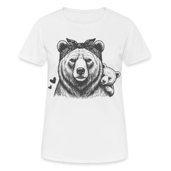 Mama Bär mit Kind - Frauen T-Shirt atmungsaktiv - Weiß - Vorne - AI Model Female 172 dark (172cm)
