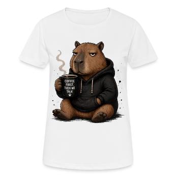 Kaffee Zuerst Biber Hoodie - Frauen T-Shirt atmungsaktiv - Weiß - Vorne - AI Model Female 172 dark (172cm)