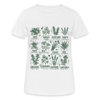 Kräuter Botanik Küche Basilikum Rosmarin - Frauen T-Shirt atmungsaktiv - Weiß - Vorne - AI Model Female 172 dark (172cm)