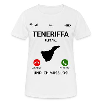 Teneriffa Ruft An Urlaub Kanaren Reise - Frauen T-Shirt atmungsaktiv - Weiß - Vorne - AI Model Female 172 dark (172cm)
