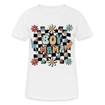 Boy Mama Blumen Muster Mutter Schwangerschaft - Frauen T-Shirt atmungsaktiv - Weiß - Vorne - AI Model Female 172 dark (172cm)