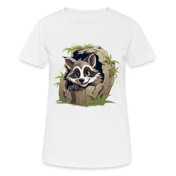 Raton laveur joueur dans le creux des arbres - T-shirt respirant Femme - blanc - Devant - AI Model Female 172 dark (172cm)