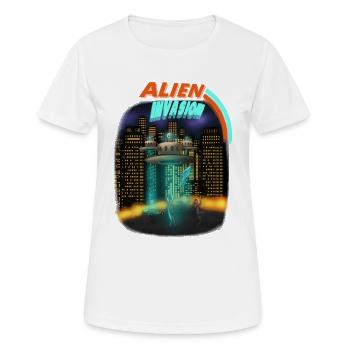 Chemise spatiale de l’Invasion extraterrestre - T-shirt respirant Femme - blanc - Devant - AI Model Female 172 dark (172cm)
