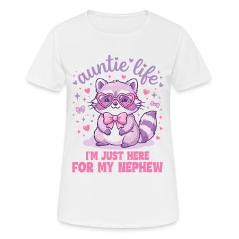 Tante, je suis juste là pour mon neveu - T-shirt respirant Femme - blanc - Devant - AI Model Female 172 dark (172cm)