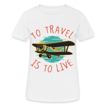 Voyager, c’est vivre – Art vintage sur biplans - T-shirt respirant Femme - blanc - Devant - AI Model Female 172 dark (172cm)