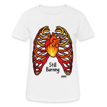 Feuer Herz im mit Rippen Tattoo Style - Frauen T-Shirt atmungsaktiv - Weiß - Vorne - AI Model Female 172 dark (172cm)