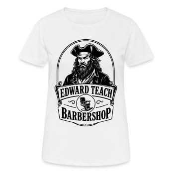 Edward Teach Barbershop Piraten Barbier Vintage - Frauen T-Shirt atmungsaktiv - Weiß - Vorne - AI Model Female 172 dark (172cm)