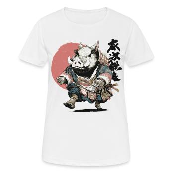 Boar Samurai in Ukiyo Armor - Women's Breathable T-Shirt - white - Front - AI Model Female 172 dark (172cm)
