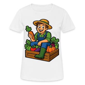 Farmer and harvest of the cheerful vegetable garden - Women's Breathable T-Shirt - white - Front - AI Model Female 172 dark (172cm)