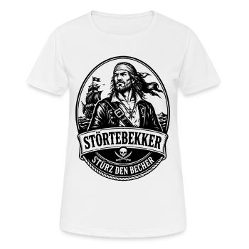 Störtebekker Stürz den Becher Pirat Legende - Frauen T-Shirt atmungsaktiv - Weiß - Vorne - AI Model Female 172 dark (172cm)