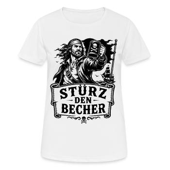 Störtebekker Stürz den Becher Pirat Legende - Frauen T-Shirt atmungsaktiv - Weiß - Vorne - AI Model Female 172 dark (172cm)