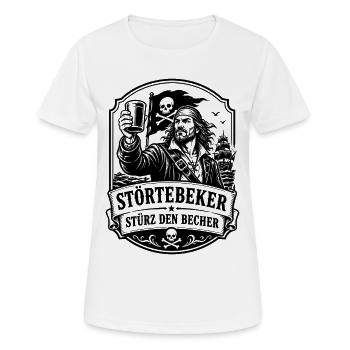 Stoertebeker Stürz den Becher Pirat Legende - Frauen T-Shirt atmungsaktiv - Weiß - Vorne - AI Model Female 172 dark (172cm)
