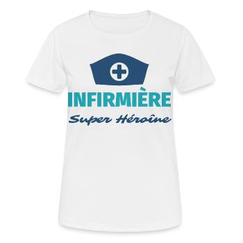 Infirmière Super Héroïne – Le Design des Héroïnes  - T-shirt respirant Femme - blanc - Devant - AI Model Female 172 dark (172cm)
