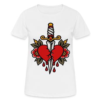 Heart Pierced Dagger Tattoo Style - Women's Breathable T-Shirt - white - Front - AI Model Female 172 dark (172cm)