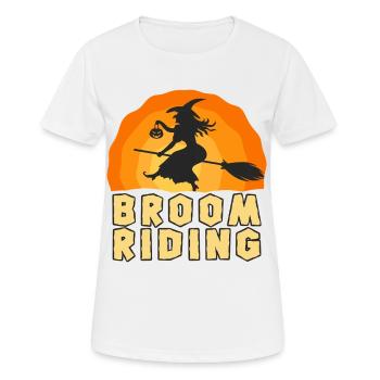 Broom Riding Witch – Halloween Hexen Spaß - Frauen T-Shirt atmungsaktiv - Weiß - Vorne - AI Model Female 172 dark (172cm)