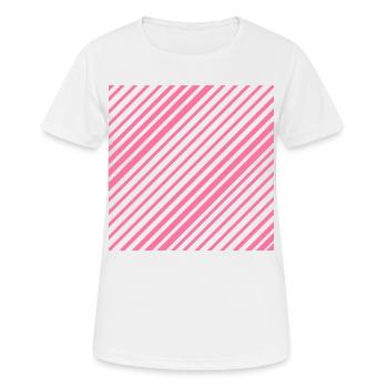 Grafische Linien mit diagonalen Streifen L-Rosa - Frauen T-Shirt atmungsaktiv - Weiß - Vorne - AI Model Female 172 dark (172cm)