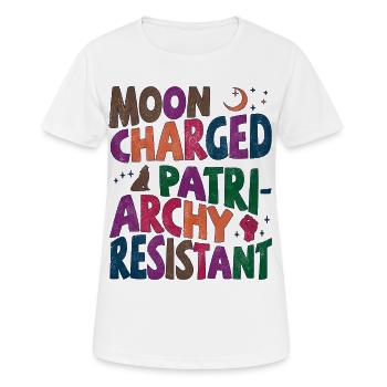 Moon charged, patriarchy resistant bunt - Frauen T-Shirt atmungsaktiv - Weiß - Vorne - AI Model Female 172 dark (172cm)