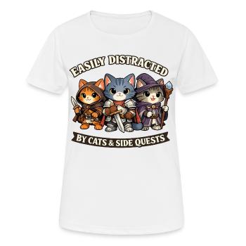 Warrior Cats and Side Quests Humor - Women's Breathable T-Shirt - white - Front - AI Model Female 172 dark (172cm)