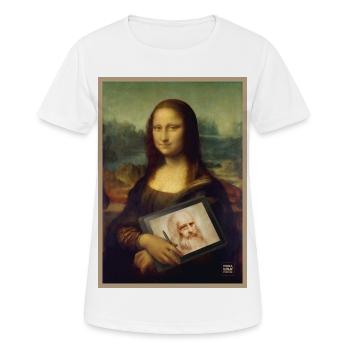 Mona Lisa Tablet Sketch Mashup - Women's Breathable T-Shirt - white - Front - AI Model Female 172 dark (172cm)