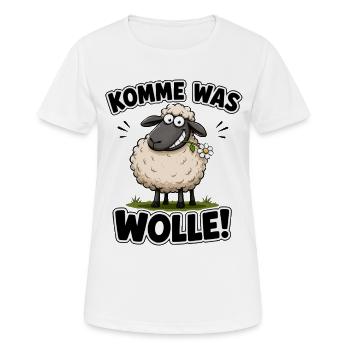 Komme Was Wolle – Schmuse-Schaf Design - Frauen T-Shirt atmungsaktiv - Weiß - Vorne - AI Model Female 172 dark (172cm)