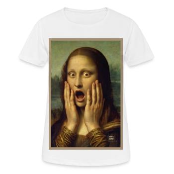 Choquée, surprise Mona Lisa - T-shirt respirant Femme - blanc - Devant - AI Model Female 172 dark (172cm)