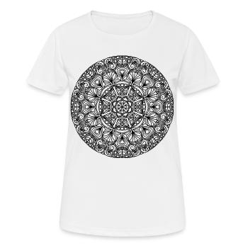 Jugendstil Mandala schwarz-weiß - Frauen T-Shirt atmungsaktiv - Weiß - Vorne - AI Model Female 172 dark (172cm)