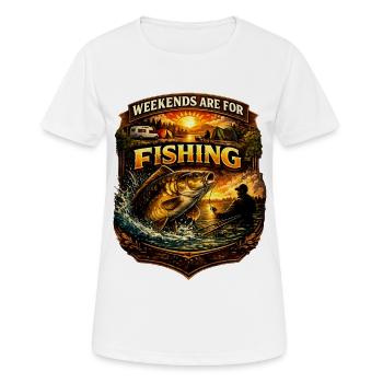 Wochenenden sind zum Angeln gedacht – Karpfenangler-Design - Frauen T-Shirt atmungsaktiv - Weiß - Vorne - AI Model Female 172 dark (172cm)
