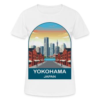 Yokohama Japan Minato Mirai Reiseplakat - Frauen T-Shirt atmungsaktiv - Weiß - Vorne - AI Model Female 172 dark (172cm)