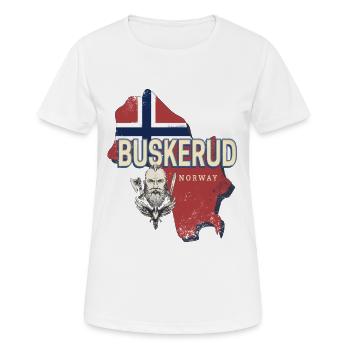 Carte du buskerud dans la province rétro de Norvège - T-shirt respirant Femme - blanc - Devant - AI Model Female 172 dark (172cm)