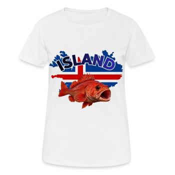 Pêche au poisson rouge en Islande - Aventure en haute mer - T-shirt respirant Femme - blanc - Devant - AI Model Female 172 dark (172cm)