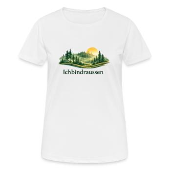 Ich bin draussen - Frauen T-Shirt atmungsaktiv - Weiß - Vorne - AI Model Female 172 dark (172cm)