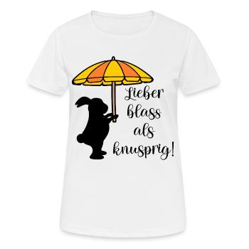 Sommer Sonnenschutz Sonnenschirm - Frauen T-Shirt atmungsaktiv - Weiß - Vorne - AI Model Female 172 dark (172cm)