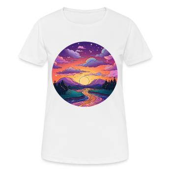 Coucher de soleil sur la rive de la rivière - T-shirt respirant Femme - blanc - Devant - AI Model Female 172 dark (172cm)